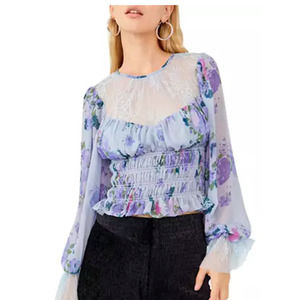 Nwt FREE PEOPLE DAPHNE BLOUSE IN BLUE - M
